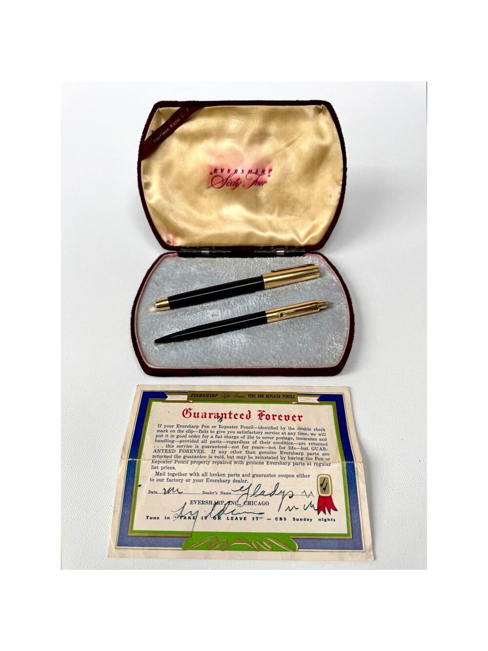 14K Solid Gold 1944 Eversharp Fifth Avenue Pen & Repeater Pencil Set